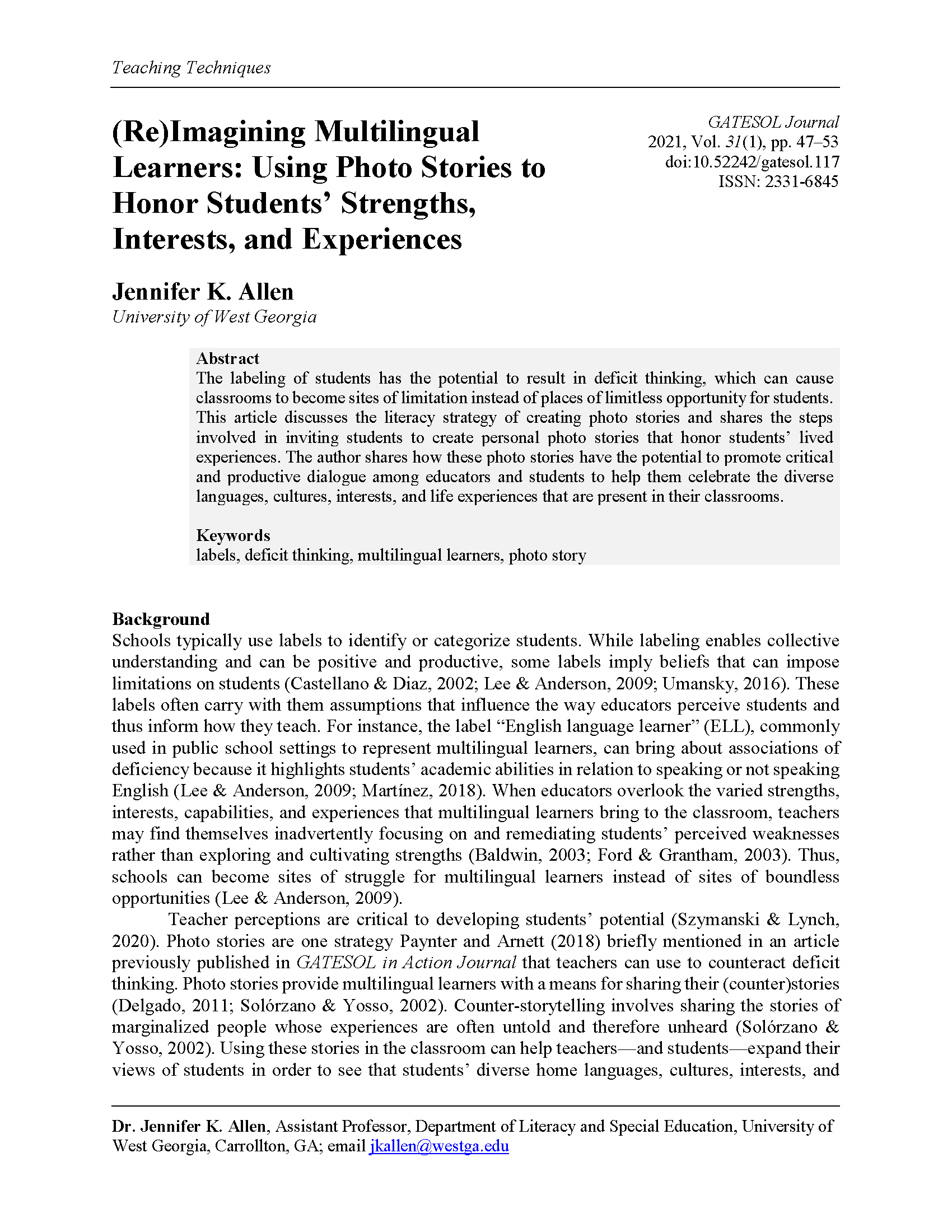 (Re)Imagine Multilingual Learners (Allen, 2021)