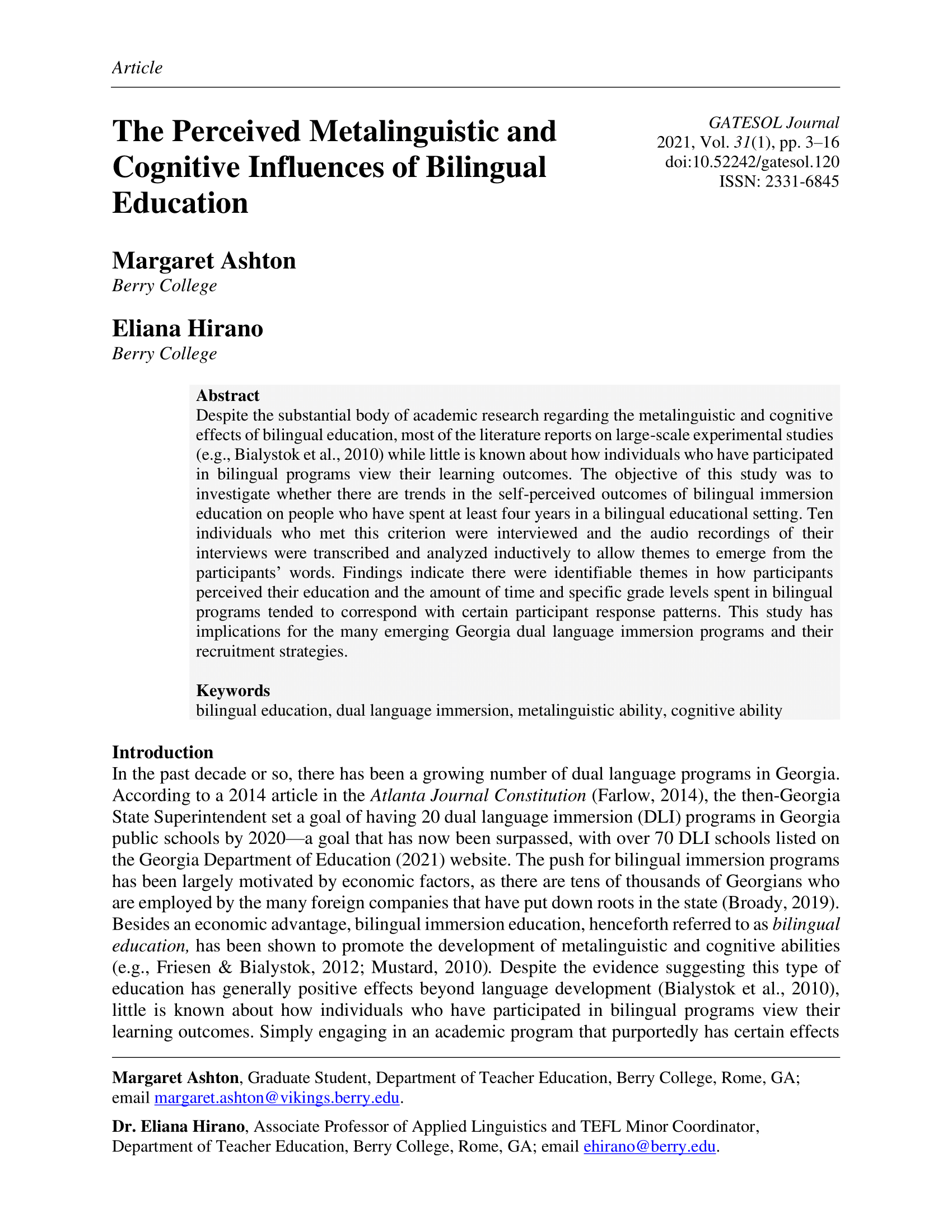 Metalinguistic Bilingual Education (Ashton & Hirano, 2021)