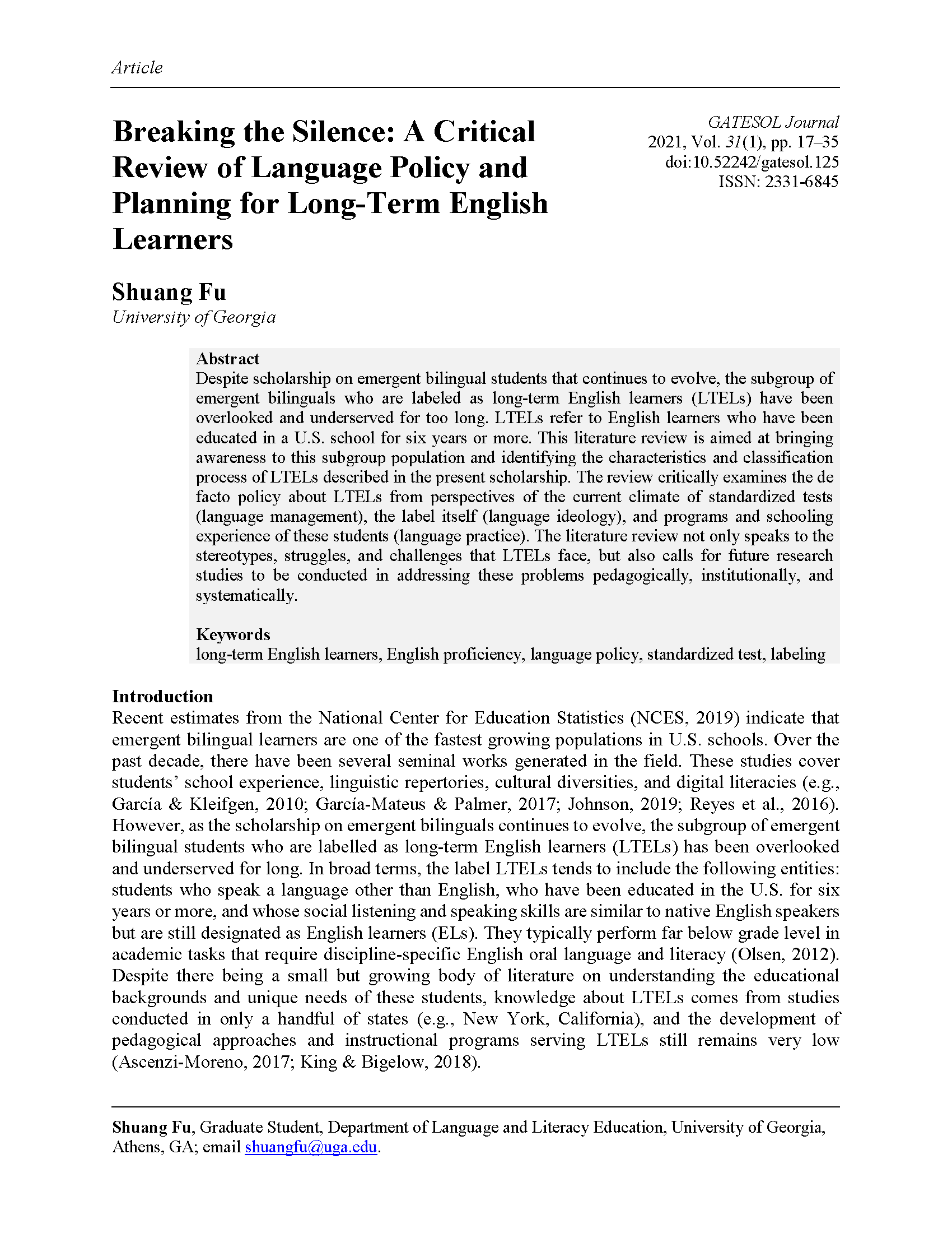 Break the Silence (Fu, 2021)