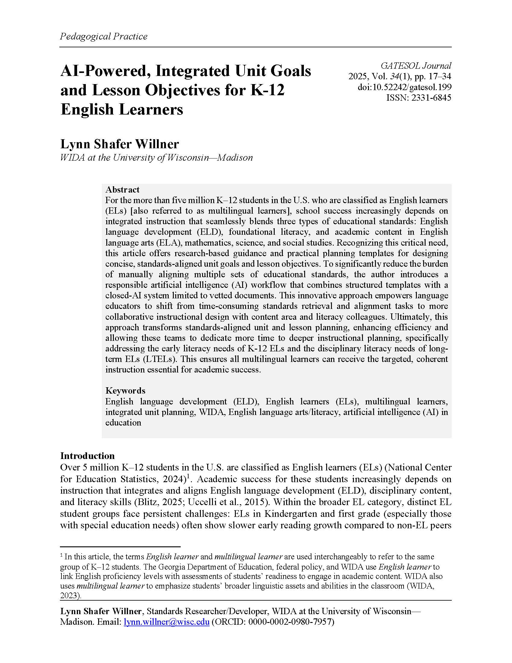 title page- Shafer Willner article